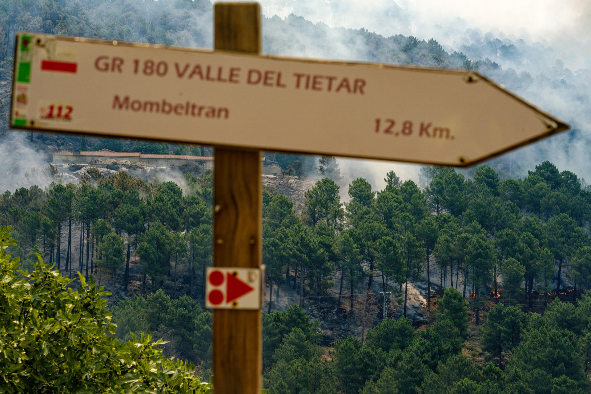 El incendio más grave en lo que va de verano en Castilla y León, el declarado este pasado domingo en el sur de Ávila, sigue muy activo y descontrolado. EFE/ Raúl Sanchidrián