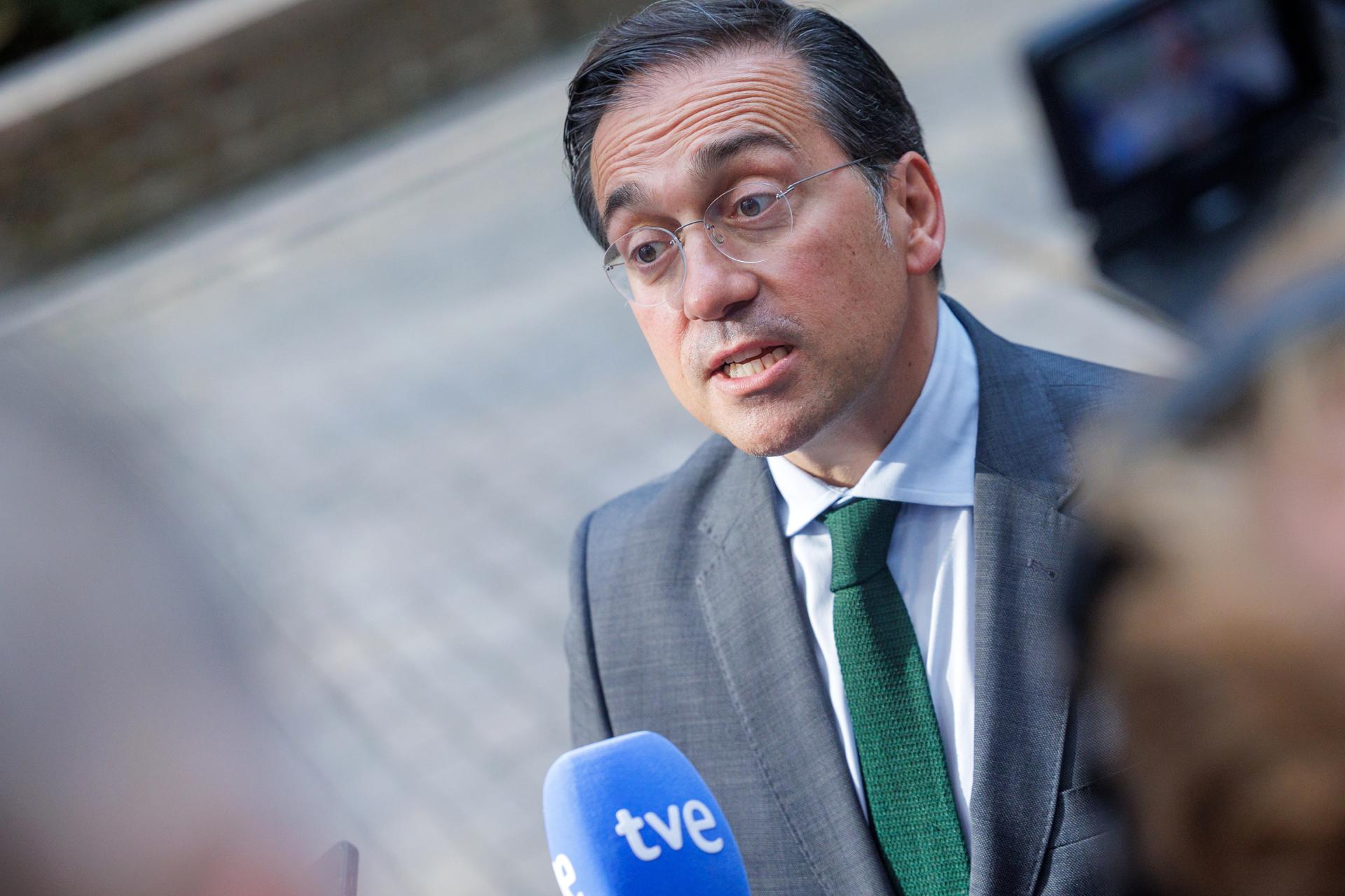 El ministro español de Asuntos Exteriores, José Manuel Albares, en Bruselas. EFE/EPA/OLIVIER MATTHYS