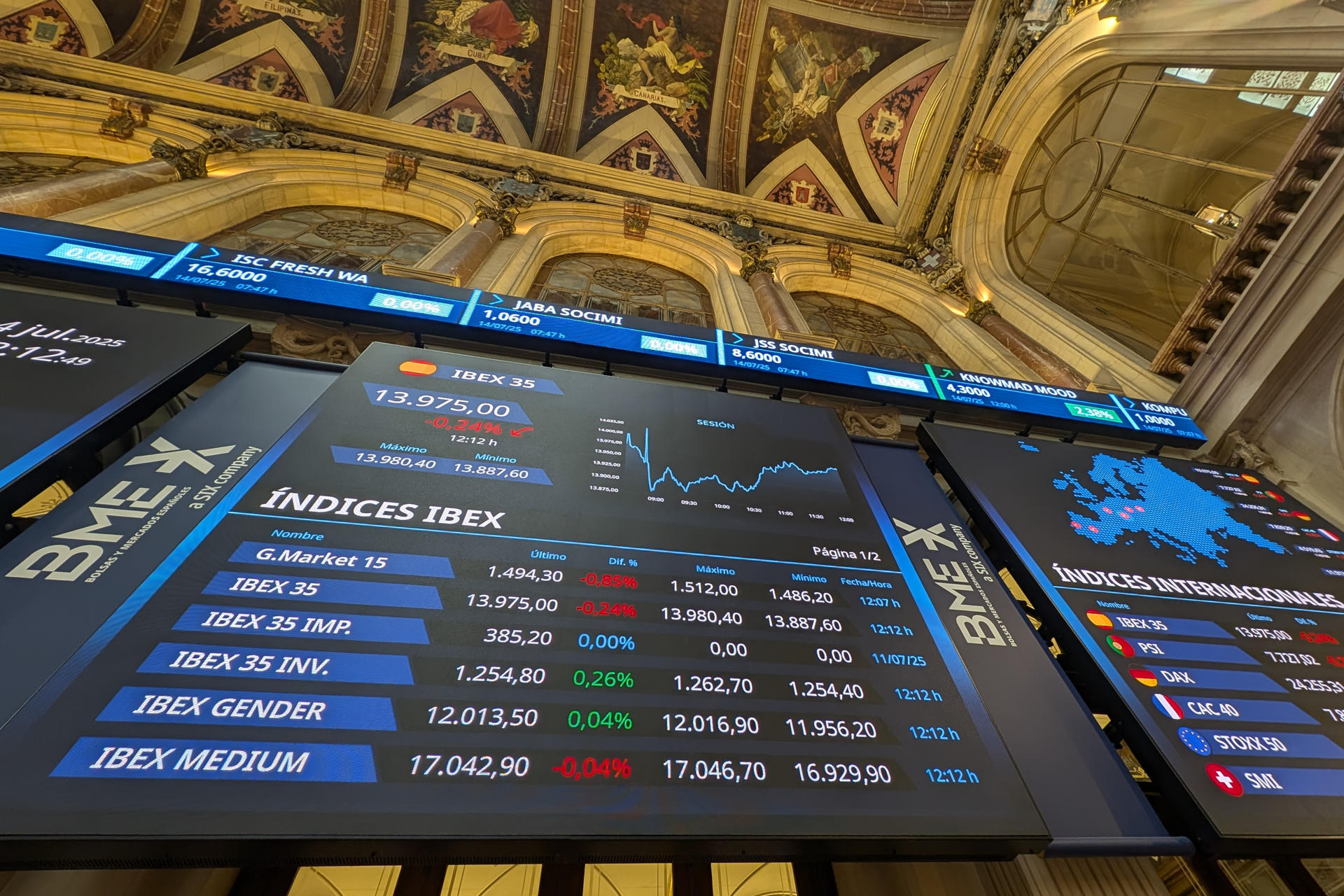 Imagen de este lunes de la Bolsa de Madrid.EFE/ Vega Alonso