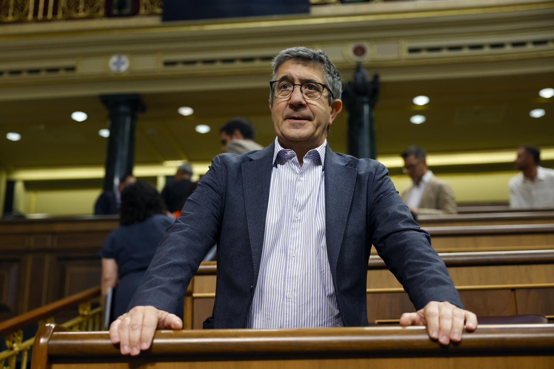 El portavoz del PSOE, Patxi López al inicio del Pleno del Congreso celebrado este martes. EFE/ Mariscal
