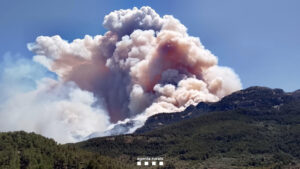 El incendio forestal de Paüls (Tarragona) ya afecta a una superficie de unas 150 hectáreas, el 80 % dentro del Parque Natural de Els Ports, según datos provisionales de los Agentes Rurales, y a causa del fuego, la carretera TV-3541 entre Paüls y Xerta, está cortada en ambos sentidos. EFE/Agents Rurals ***SÓLO USO EDITORIAL/SOLO USO PERMITIDO PARA ILUSTRAR LA NOTICIA QUE APARECE EN EL PIE DE FOTO*** (CRÉDITO OBLIGATORIO)