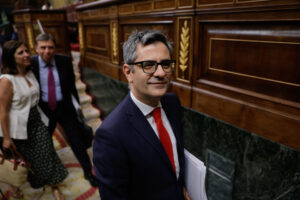 El ministro de la Presidencia, Justicia y Relaciones con las Cortes, Félix Bolaños, esta semana en el Congreso de los Diputados. EFE/ Zipi Aragón