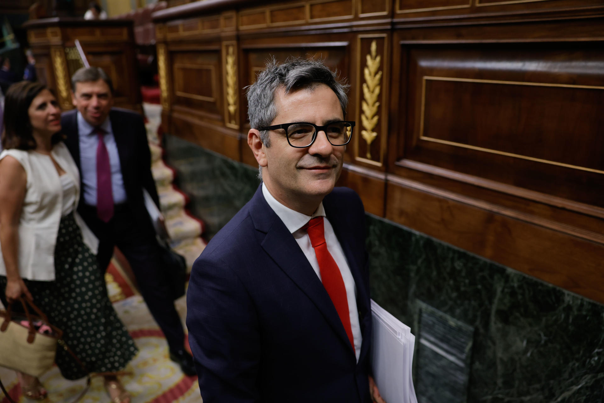 El ministro de la Presidencia, Justicia y Relaciones con las Cortes, Félix Bolaños, esta semana en el Congreso de los Diputados. EFE/ Zipi Aragón