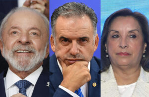 Combo de fotografías de archivo del presidente de Brasil, Luiz Inácio Lula da Silva (i); el presidente de Uruguay, Yamandu Orsi (c), y la presidenta de Perú, Dina Boluarte. EFE/ Antonio Lacerda /  Federico Gutierrez/ Paolo Aguilar