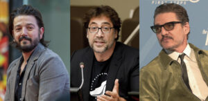 Combo de fotografías de archivo del mexicano Diego Luna (i), el español Javier Bardem (c), y el chileno Pedro Pascal. EFE/ EFE ARCHIVO