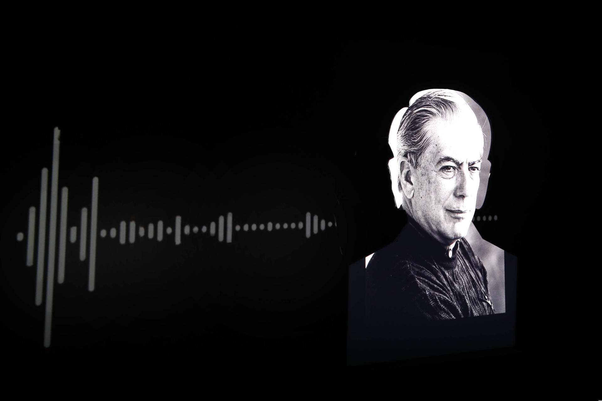 Fotografía que muestra la exposición inmersiva sobre la vida del nobel de Literatura Mario Vargas Llosa en la Feria Internacional del Libro (FIL) en Lima (Perú). EFE/ Paolo Aguilar
