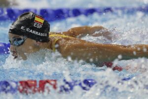 La nadadora española Emma Carrasco en semifianales de los 200 estilos de los Mundiales de Singapur. EFE/EPA/FAZRY ISMAIL
