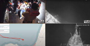 Captura de video cedido por la Coalición Flotilla de la Libertad del interior y exterior del barco Handala ubicado a cuarenta millas náuticas de la costa de Gaza en aguas internacionales. EFE/ Coalición Flotilla de la Libertad /SOLO USO EDITORIAL NO VENTAS /SOLO DISPONIBLE PARA ILUSTRAR LA NOTICIA QUE ACOMPAÑA (CRÉDITO OBLIGATORIO)