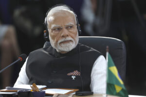 El primer ministro de la India Narendra Modi, participa durante la apertura de la cumbre de los BRICS este domingo, en Río de Janeiro (Brasil). EFE/Antonio Lacerda