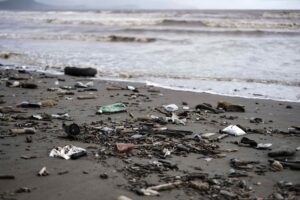 Fotografía de archivo que muestra desechos en la playa Guacalillo, en el pacífico central, el 30 de mayo de 2024 en San José (Costa Rica). EFE/ Jeffrey Arguedas