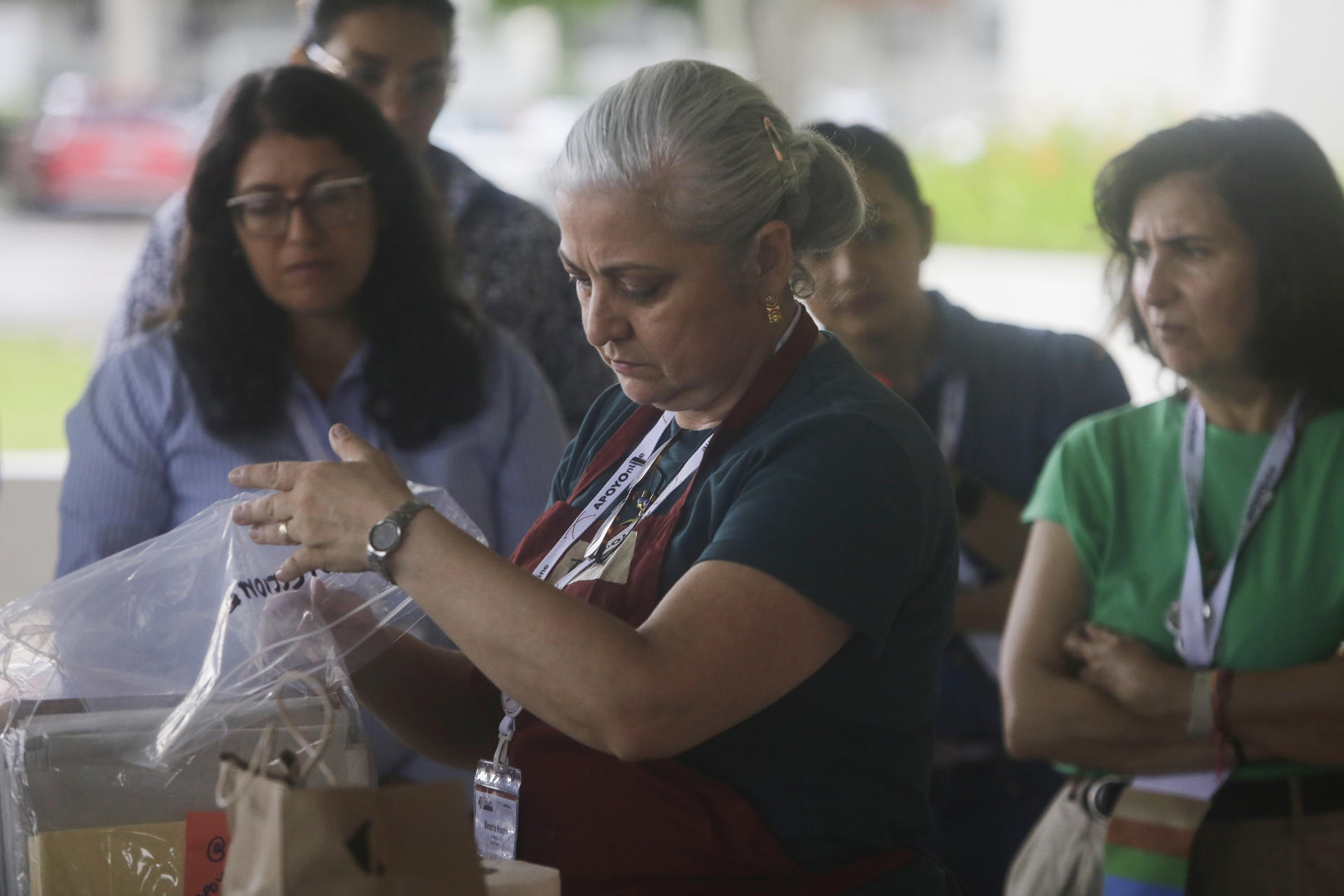 La directora ejecutiva voluntaria de APOYOnline, Beatriz Haspo (c), fue captada este martes, 1 de julio, durante la 5ª Conferencia Regional del organismo que dirige, un foro internacional que aborda los retos y avances en la conservación del patrimonio cultural de América Latina, en Ciudad de Panamá. EFE/Carlos Lemos