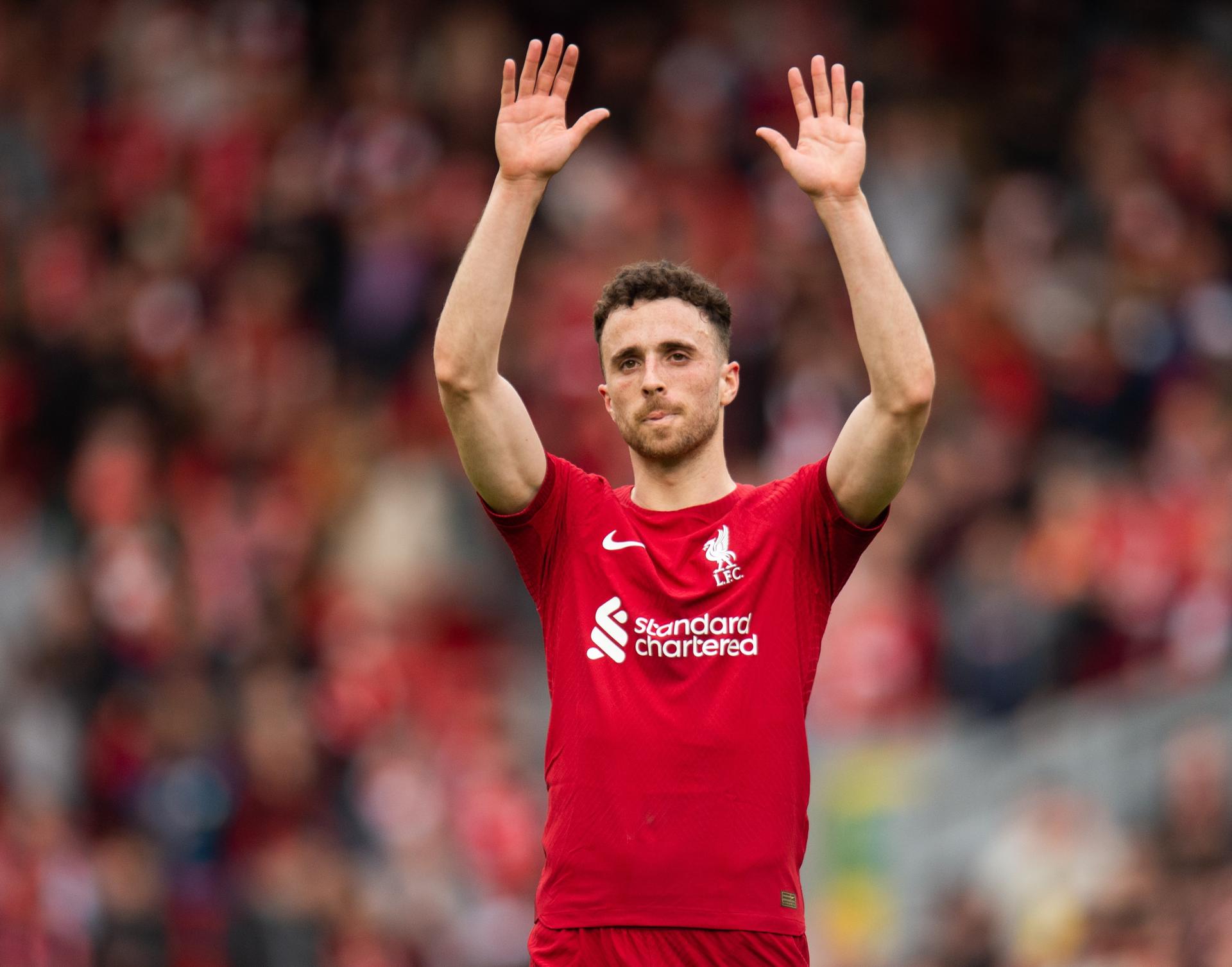Imagen de archivo de Diogo Jota, exfutbolista del Liverpool fallecido este jueves en un accidente de tráfico. EFE/EPA/PETER POWELL EDITORIAL USE ONLY. No use with unauthorized audio, video, data, fixture lists, club/league logos or 'live' services. Online in-match use limited to 120 images, no video emulation. No use in betting, games or single club/league/player publications