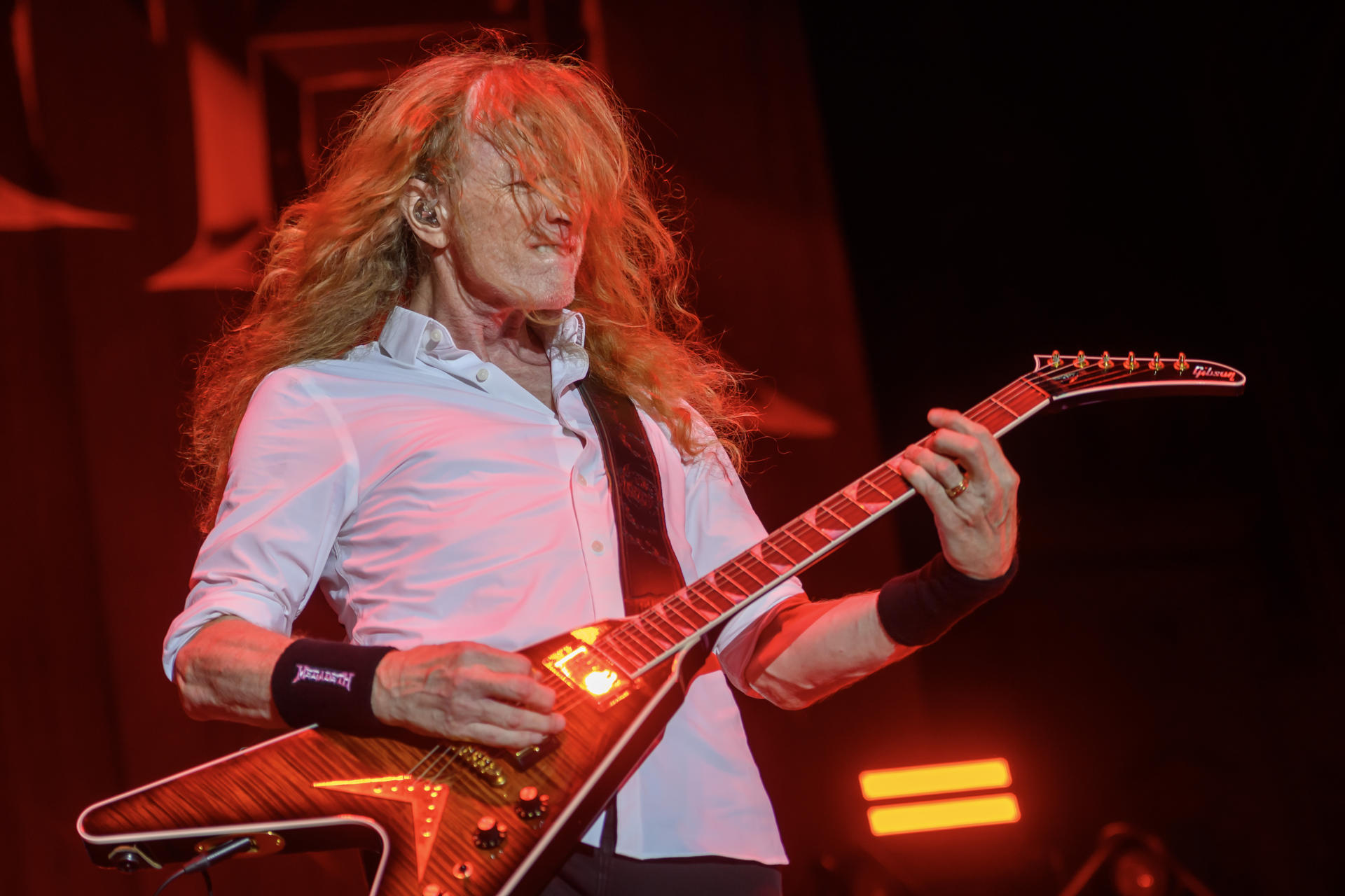 La banda estadounidense de trash metal Megadeth durante el concierto que han ofrecido hoy jueves incluido en el Icónica Sevilla Fest que se celebra en la capital andaluza. EFE/Raúl Caro
