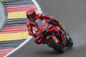 El piloto de Ducati Lenovo Team Marc Marquez en Sachsenring circuito de Hohenstein-Ernstthal, Alemania.EFE/EPA/Filip Singer