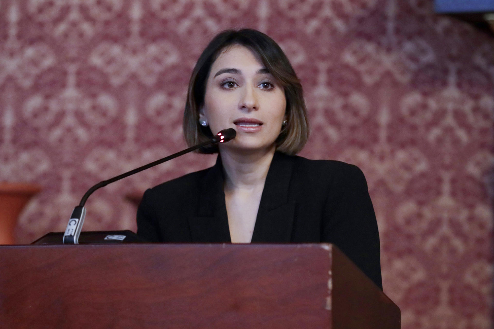 Fotografía de archivo, tomada el pasado 27 de marzo, de la entonces canciller de Colombia, Laura Sarabia, durante una rueda de prensa, en Bogotá (Colombia). EFE/Carlos Ortega