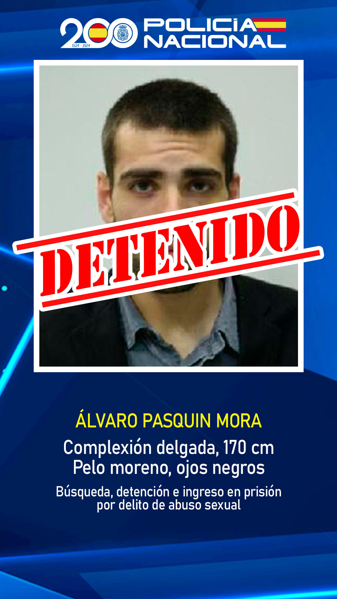 Policía Nacional ha detenido en Madrid a Álvaro Pasquín Mora, conocido como el fugitivo de los tatuajes, buscado por un delito de abuso sexual cometido en la capital en 2017 que prescribía en diez días, por lo que permanecía escondido en un cobertizo desde hace cinco años. El arrestado fue localizado en un cobertizo de la parte trasera de una vivienda del barrio de Colonia Jardín (Madrid) donde, sin salir de la finca ni relacionarse con nadie, realizaba pedidos de comida a domicilio con una identidad falsa, además de cambiar su aspecto físico con el pelo largo y teñido de rubio. EFE/Policía Nacional *****SOLO USO EDITORIAL/SOLO DISPONIBLE PARA ILUSTRAR LA NOTICIA QUE ACOMPAÑA (CRÉDITO OBLIGATORIO) *****