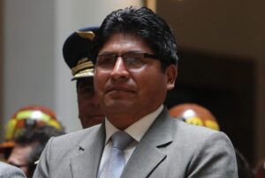 Fotografía de archivo del viceministro boliviano de Defensa Civil, Juan Carlos Calvimontes, durante un acto público, en La Paz (Bolivia). EFE/Martín Alipaz