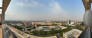 Foto tomada desde la torre Expomurcia, en la ciudad de Murcia, en la que se aprecia el humo del incendio de Tarragona. El humo del incendio forestal declarado este lunes en Paüls, en la comarca tarraconense del Valle del Ebro, es visible desde varias zonas de la Comunidad Valenciana, incluso Alicante, y también desde la ciudad de Murcia, a unos 450 kilómetros de distancia. EFE/ 112 Murcia SOLO USO EDITORIAL/SOLO DISPONIBLE PARA ILUSTRAR LA NOTICIA QUE ACOMPAÑA (CRÉDITO OBLIGATORIO)