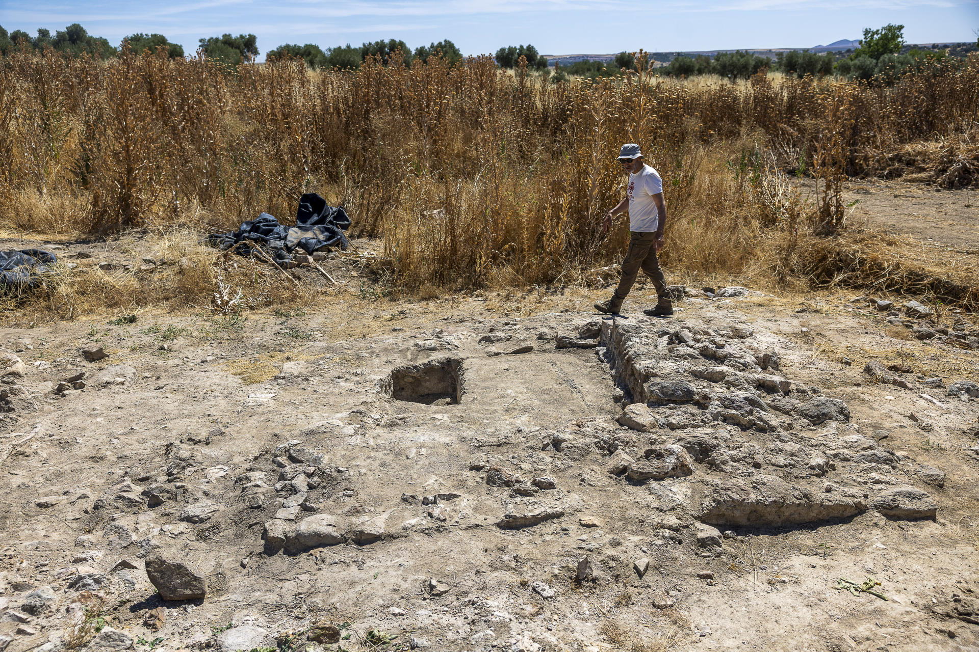 El director del proyecto y del equipo de investigación del yacimiento, Juan Manuel Rojas, ha explicado a la Agencia Efe que actualmente el yacimiento visigodo de Guarrazar, donde en agosto de 1858 se encontró un espléndido conjunto de coronas de oro y piedras preciosas parte del cual se conserva en el Museo Arqueológico Nacional y en el Museo de Cluny (París), continúa ofreciendo sorpresas más de una década después de reactivarse las excavaciones. EFE/Ismael Herrero