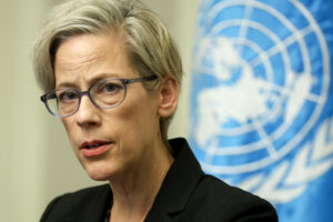 La relatora especial de las Naciones Unidas sobre la Independencia de Jueces y Abogados, Margaret Satterthwaite. EFE/ Mariano Macz