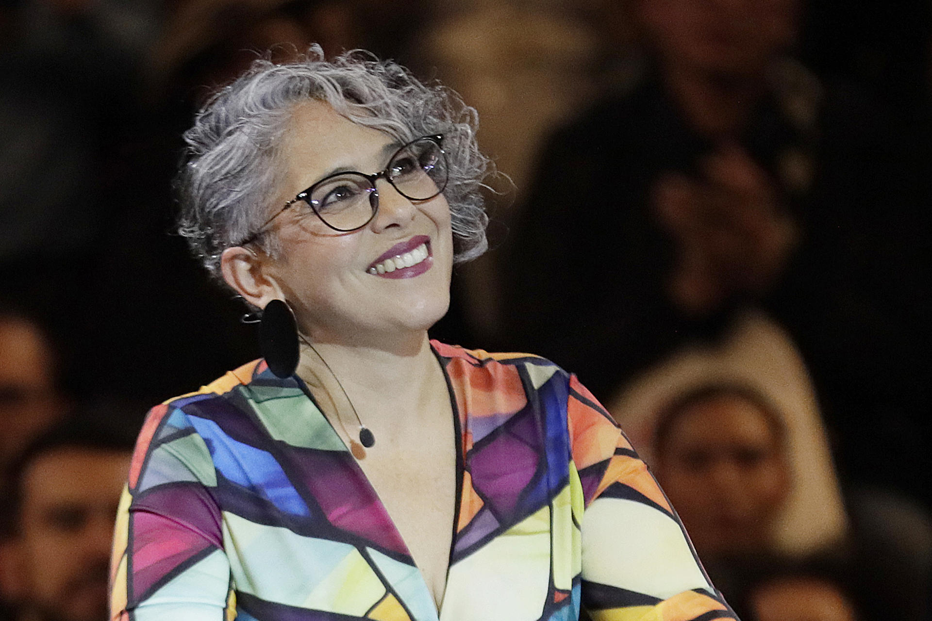 La senadora colombiana María José Pizarro reacciona este lunes, en el lanzamiento de su precandidatura presidencial por el partido de Gobierno Pacto Histórico para las elecciones de 2026, en Bogotá (Colombia). EFE/ Carlos Ortega