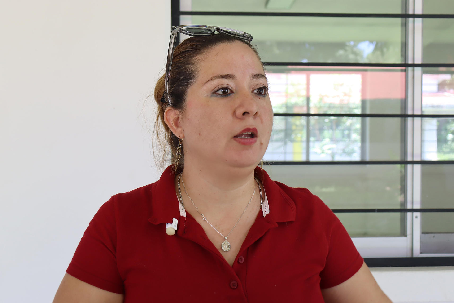 La directora de la estancia en Tapachula, Gabriela Rueda Pérez, habla este sábado durante una entrevista con EFE en el municipio de Tapachula, en Chiapas (México). EFE/Juan Manuel Blanco