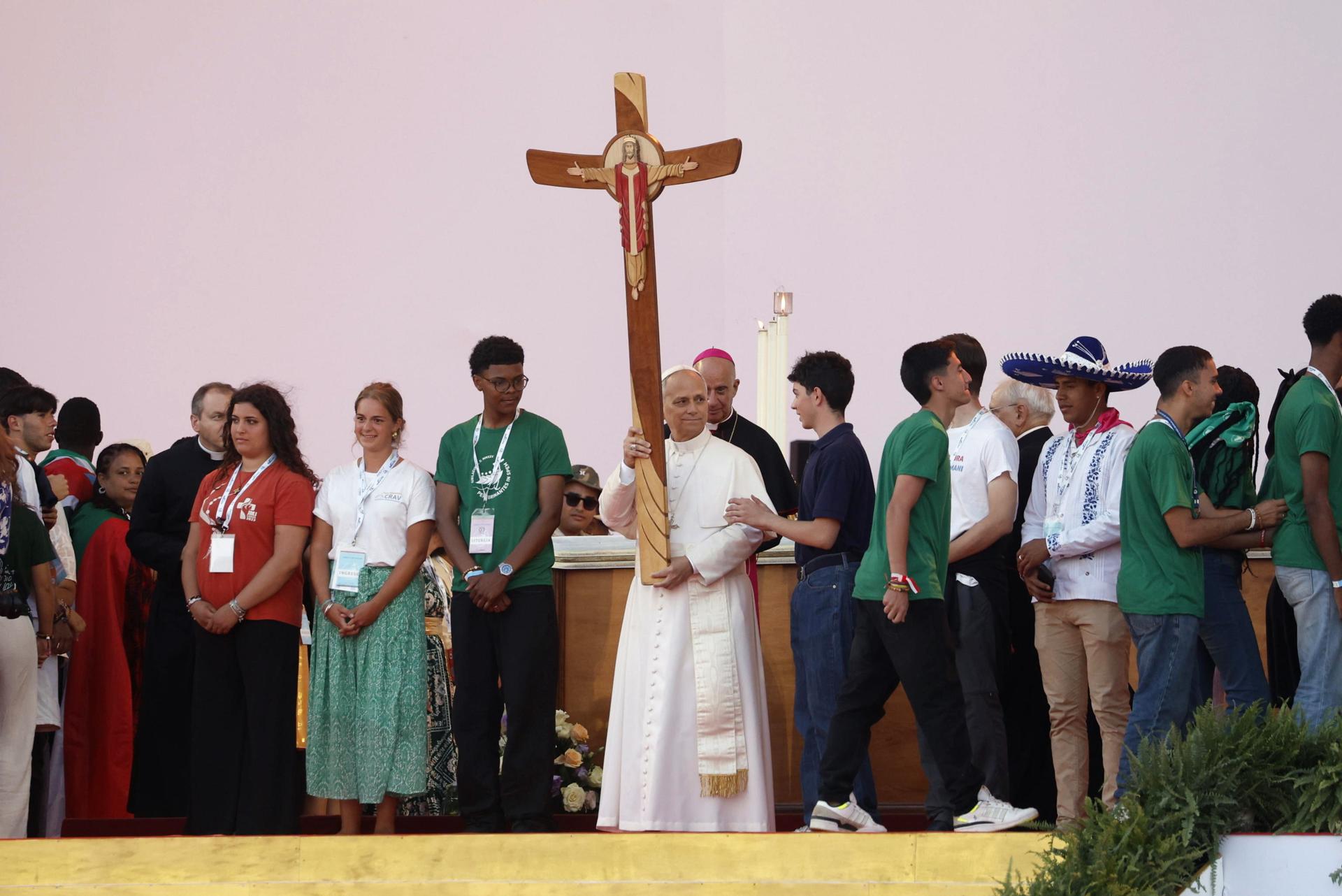 El papa en el acto central del Jubileo de la Juventud, en Roma. EFE/EPA/FABIO FRUSTACI