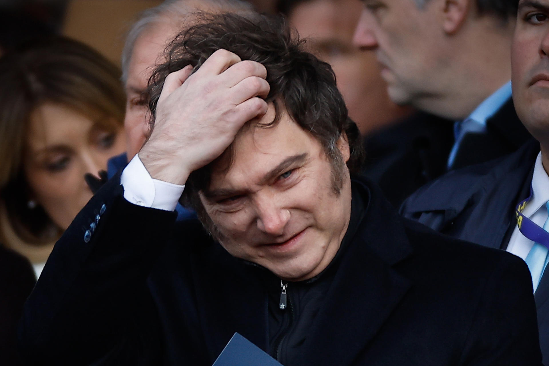 Fotografía de archivo del presidente de Argentina, Javier Milei, reaccionando durante un evento en la ciudad de Buenos Aires (Argentina). EFE/ Juan Ignacio Roncoroni
