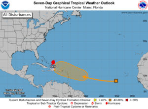 Imagen tomada de la pagina oficial del Centro Nacional de Huracanes (NHC, en inglés) que muestra el estado del huracán Erin. EFE/ Centro Nacional de Huracanes