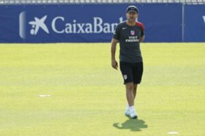 Simeone, en el entrenamiento. EFE/Chema Moya.