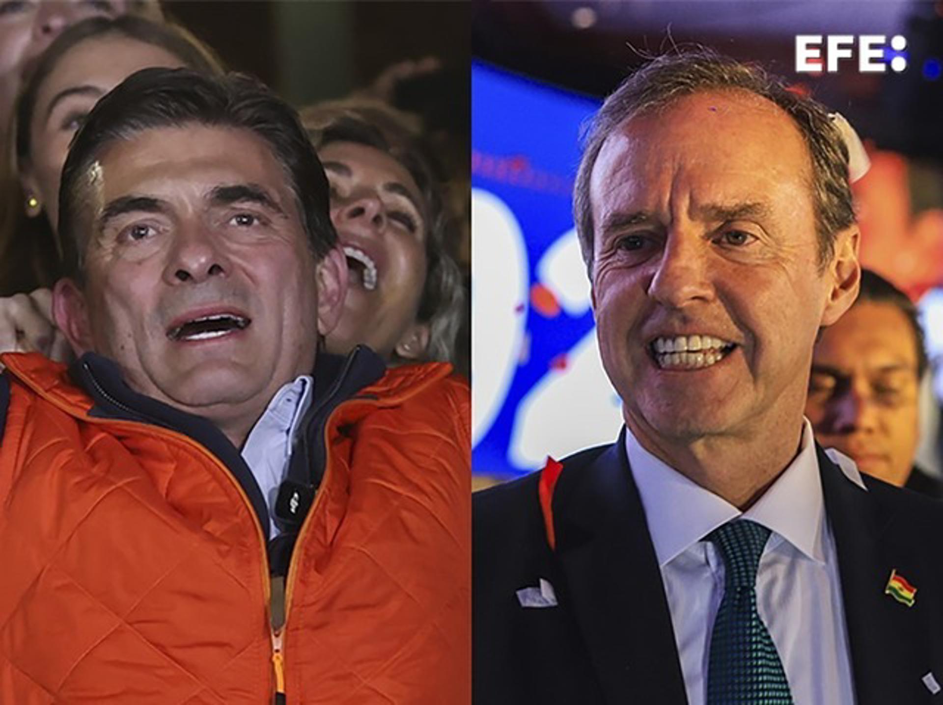 Combo de fotografías donde aparecen Rodrigo Paz Pereira (i) y Jorge Quiroga. EFE/ Luis Gandarillas / Gabriel Márquez