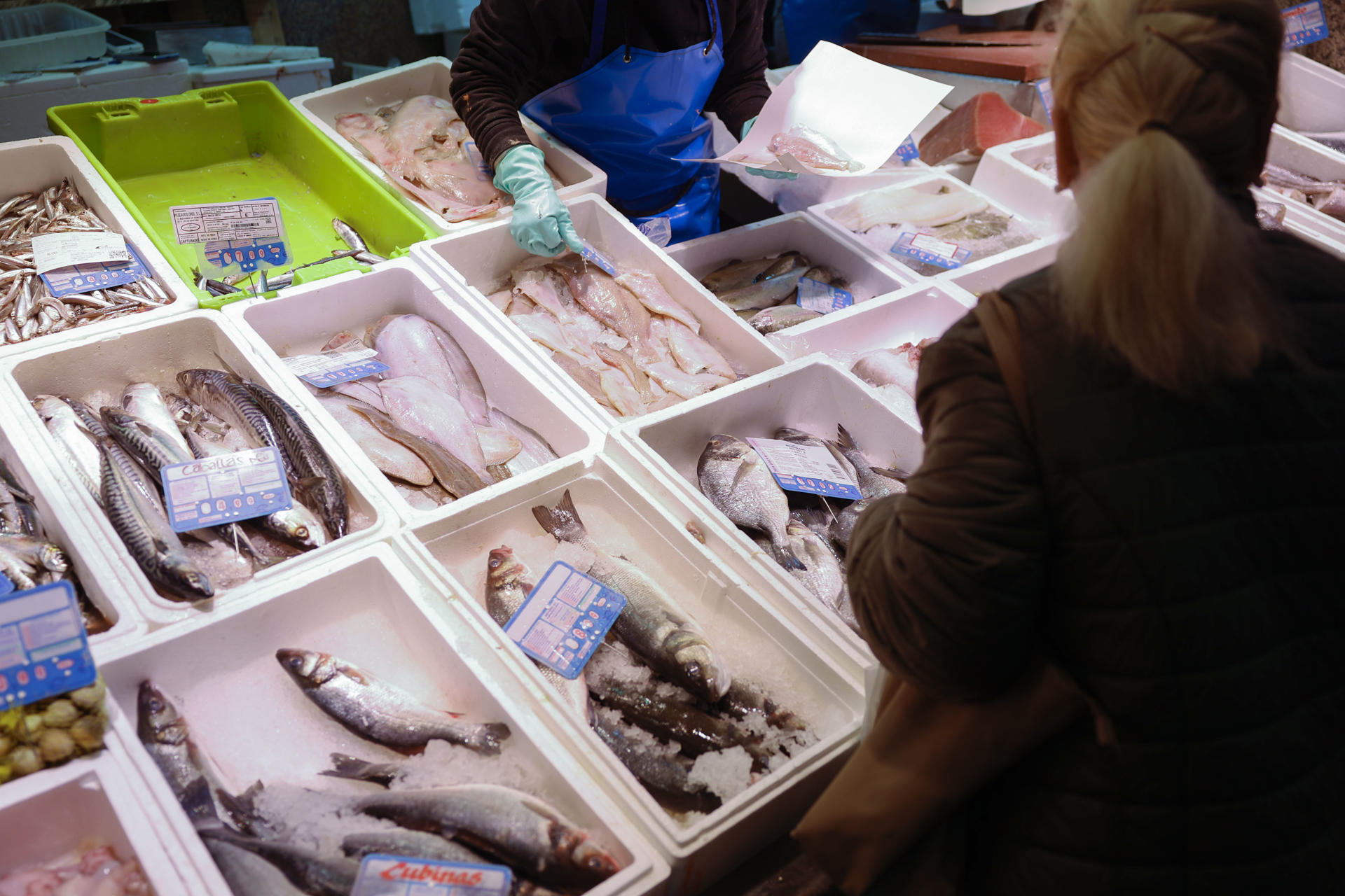 Puesto de pescado del madrileño mercado de Antón Martín. EFE/ Mariscal
