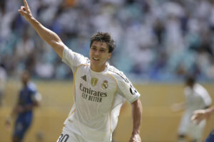 Foto de archivo del delantero Gonzalo García, del Real Madrid, tras marcar ante el Al Hilal en el Mundial de Clubes. EFE/Andre Coelho
