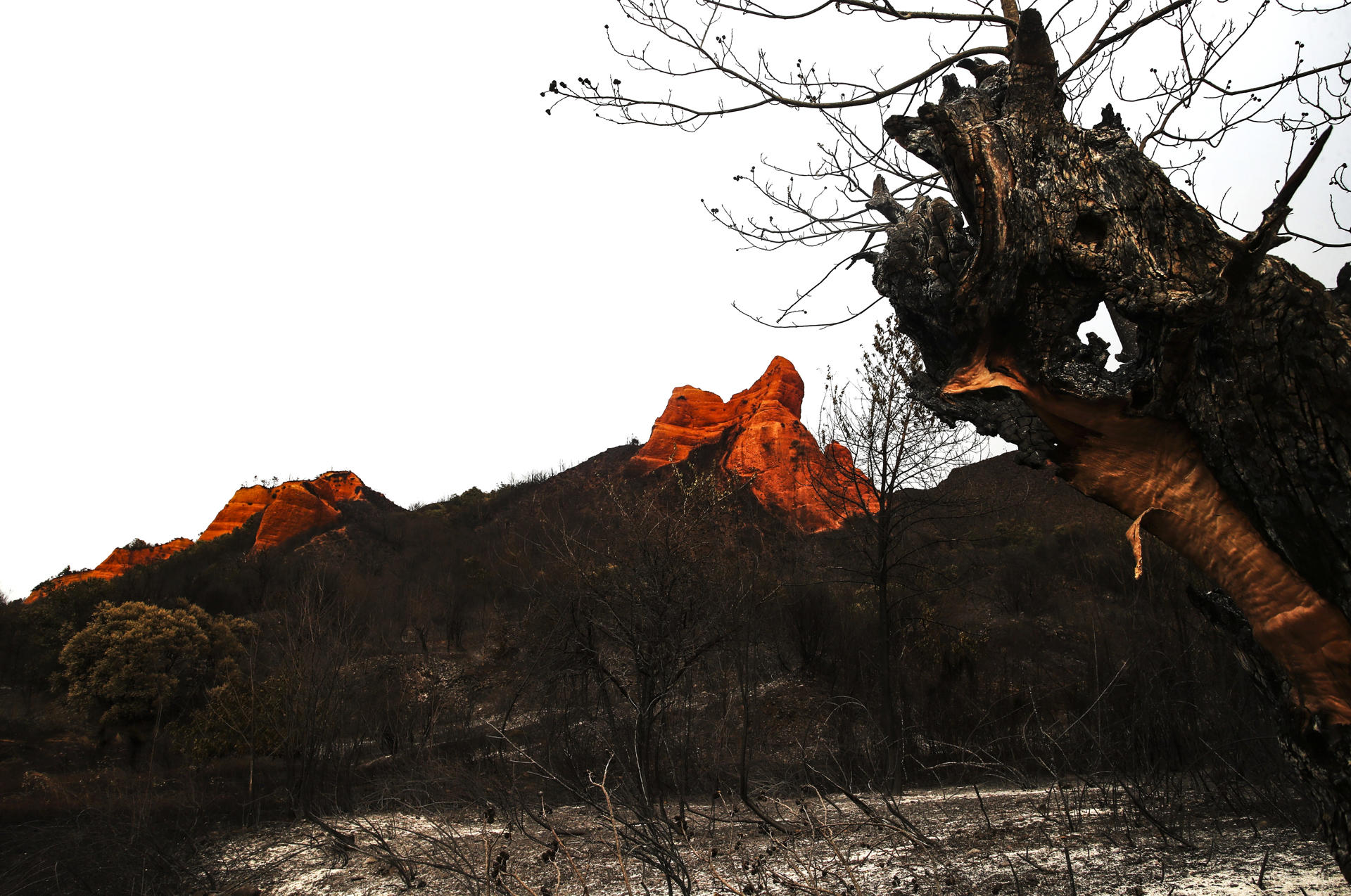 Paraje quemado en el espacio natural de Las Médulas en la provincia de León. EFE/Ana F. Barredo/Archivo