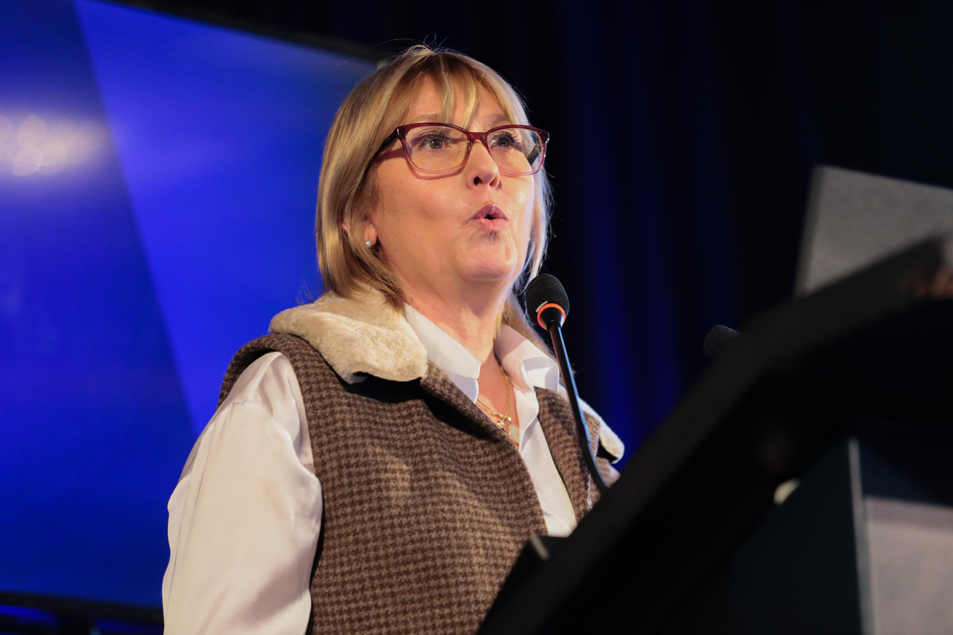 Fotografía de archivo, tomada el pasado 30 de julio, de la ministra de Salud Pública de Uruguay, Cristina Lustemberg, durante una conferencia, en Montevideo (Uruguay). EFE/Alejandro Prieto