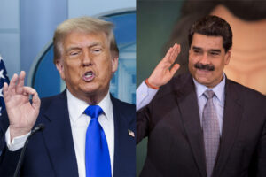 Combo de dos fotografías de archivo donde aparecen el presidente de Estados Unidos, Donald Trump (i), y el presidente de Venezuela, Nicolás Maduro. EFE/ Shawn Thew / Rayner Pena R