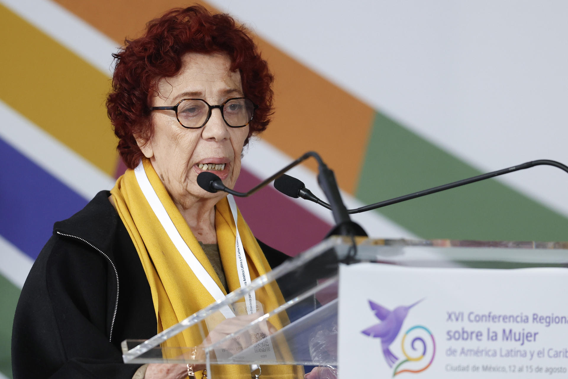 La embajadora emérita de México, Carmen Moreno Toscano, habla en la decimosexta Conferencia Regional sobre la Mujer de América Latina y el Caribe este viernes, en Ciudad de México (México). EFE/ Sáshenka Gutiérrez
