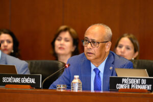 Fotografía tomada de cuenta oficial de la red social X @SG_OEA_OAS del secretario general de la OEA, Albert Radmin hablando durante una reunion del Consejo Permanente de la OEA este miércoles, en Washington (Estados unidos). EFE/ @SG_OEA_OAS