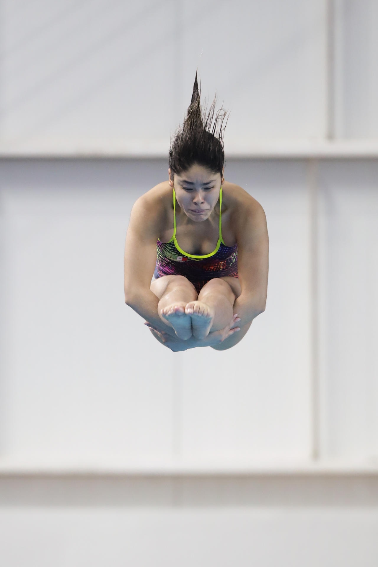 Lia Cueva de México compite en la categoría clavados trampolín 3 metros sincronizado femenino, en los II Juegos Panamericanos Junior ASU 2025 este sábado, en Luque (Paraguay). EFE/Juan Pablo Pino
