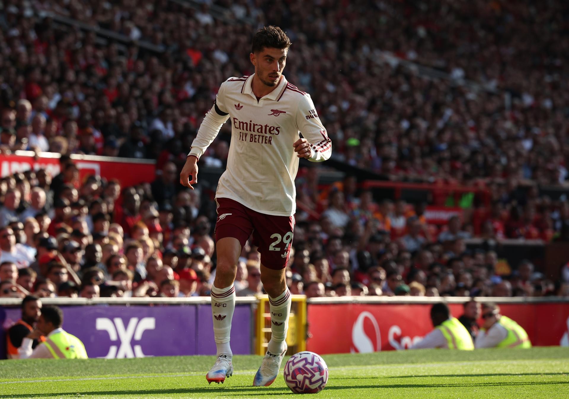 Kai Havertz, delantero del Arsenal, durante el paratdo del pasado día 17 ante el Manchester United. EFE/EPA/ADAM VAUGHAN