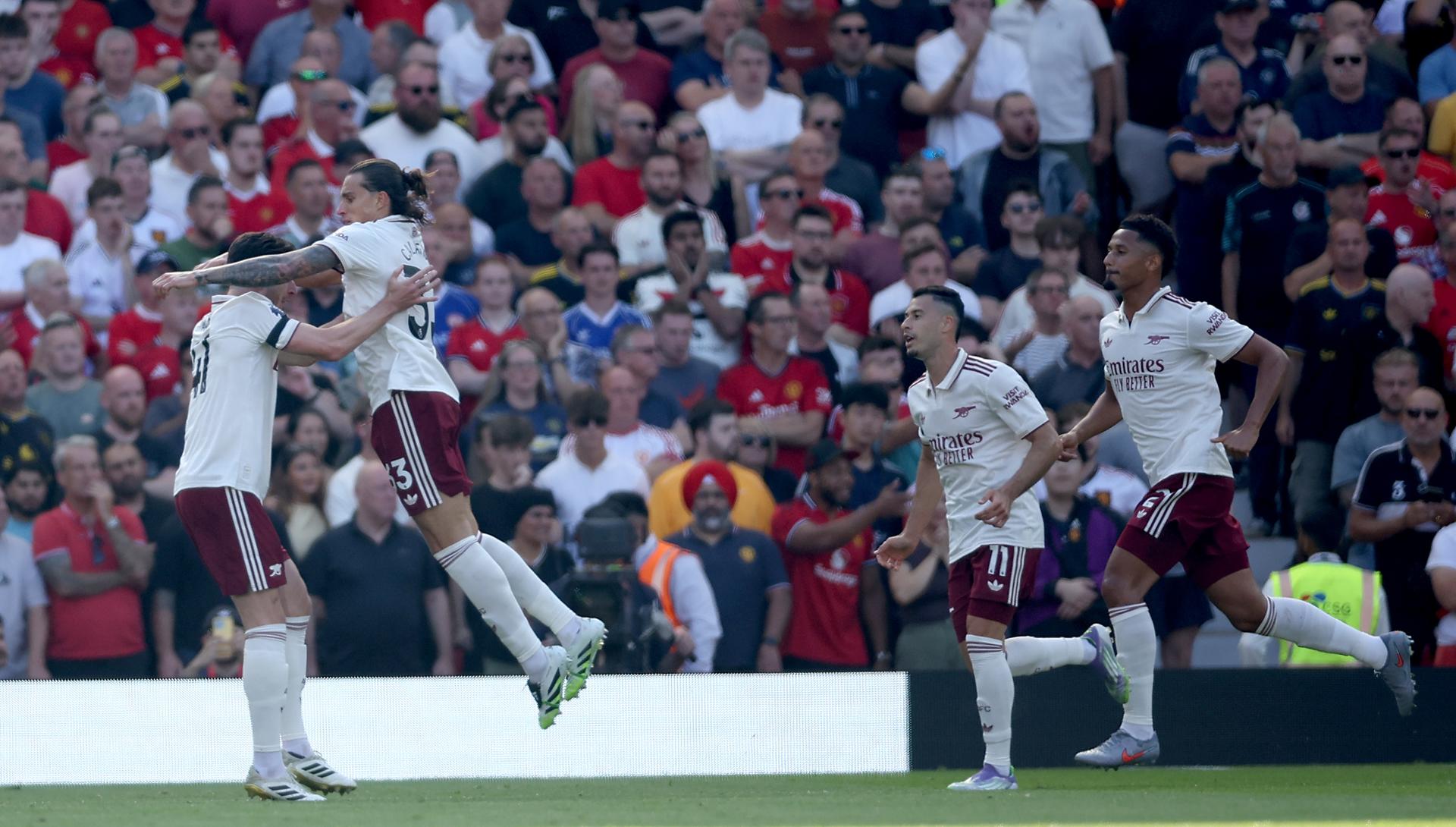 Calafiori celebra el 0-1. EFE/EPA/ADAM VAUGHAN.