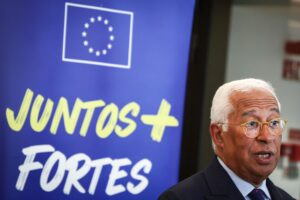 El presidente del Consejo Europeo, Antonio Costa, habla con los medios de comunicación en una conferencia de prensa tras la reunión del Consejo Europeo sobre Ucrania, Lisboa, Portugal, 19 de agosto de 2025. (Ucrania, Lisboa) EFE/EPA/RODRIGO ANTUNES