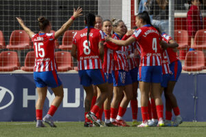Las jugadoras del Atlético de Madrid celebran un gol. EFE/ Chema Moya