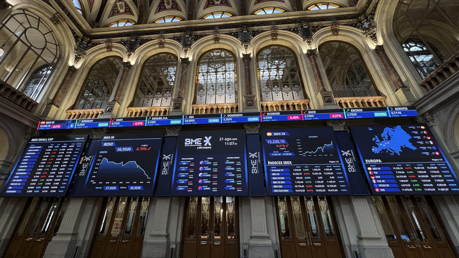 Imagen de este jueves de la Bolsa de Madrid.EFE/ Altea Tejido Sánchez