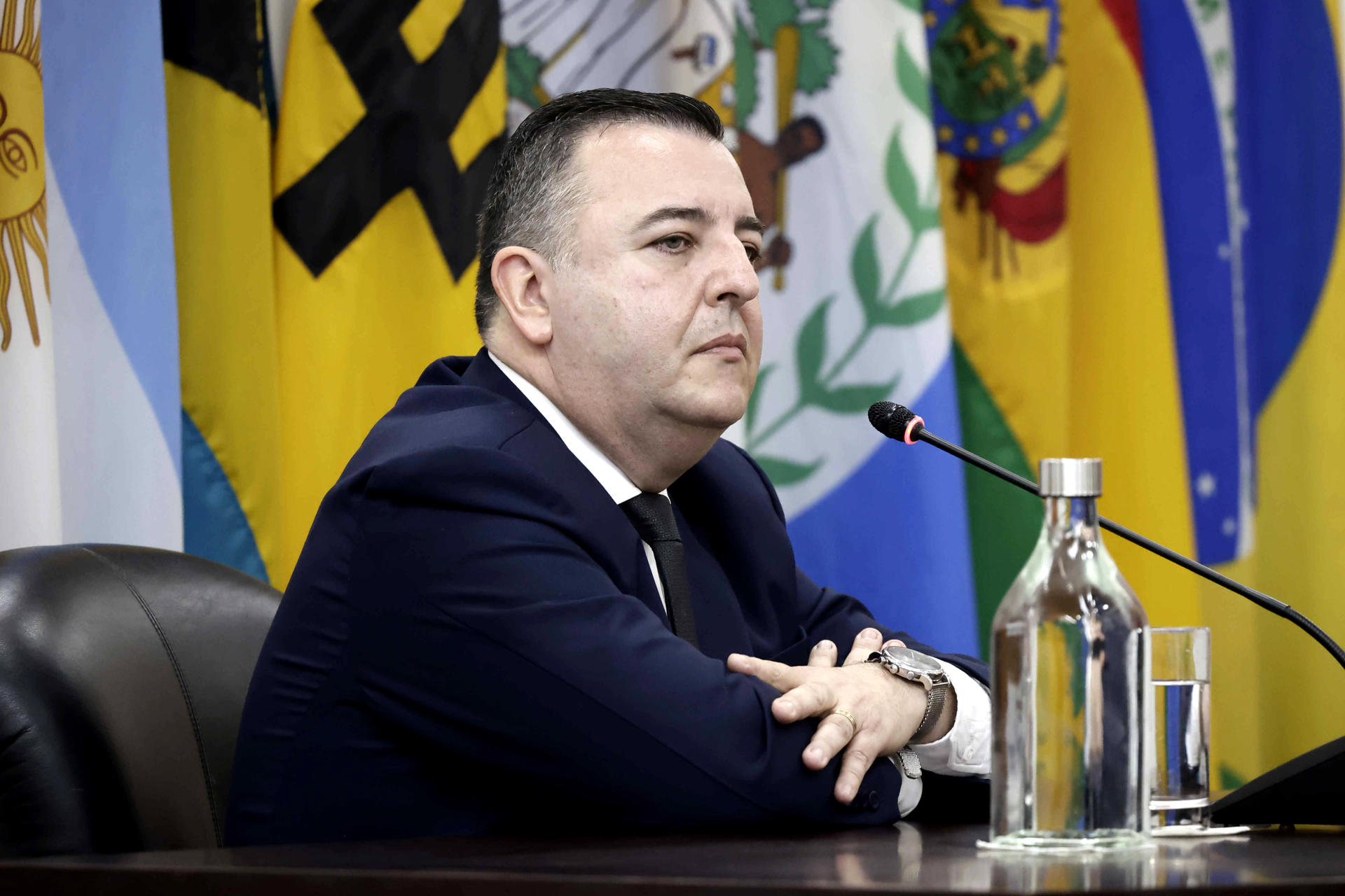 El abogado Rodrigo Yodice declara como testigo durante una audiencia ante la Corte Interamericana de Derechos Humanos (CorteIDH) este martes, en San José ( Costa Rica). EFE/ Jeffrey Arguedas
