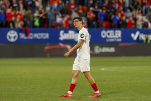 El centrocampista del Sevilla Juanlu Sánchez, tras el partido de pasada Liga ante Osasuna. EFE/ Villar López