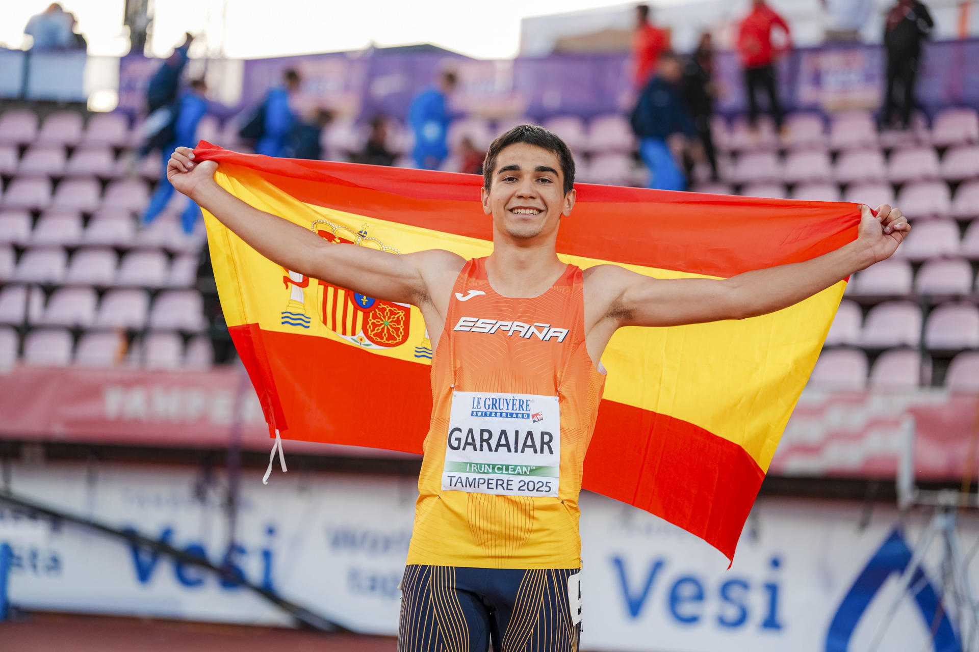 El atleta español Ander Garaiar gana la medalla de oro de 100 m. en el Campeonato de Europa Sub20, este viernes en Tampere, Finlandia. EFE/RFEA/Sportmedia SOLO USO EDITORIAL/SOLO DISPONIBLE PARA ILUSTRAR LA NOTICIA QUE ACOMPAÑA (CRÉDITO OBLIGATORIO)
