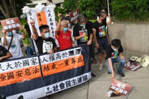 Archive - Hong Kong (China), 30/06/2020.- Pro-democracy protesters burn posters with words 'fight national security law' during a rally against a new national security law on the 23rd anniversary of the establishment of the Hong Kong Special Administrative Region in Hong Kong, China, 01 July 2020. Chinese President Xi Jinping has signed into law the national security legislation Beijing has tailor-made for Hong Kong, prohibiting acts of secession, subversion, terrorism and collusion with foreign forces to endanger national security. (Terrorismo, Protestas) EFE/EPA/MIGUEL CANDELA