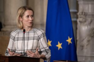 Fotografía de archivo de la Alta Representante de la Unión Europea para Asuntos Exteriores y Política de Seguridad, Kaja Kallas, durante una conferencia de prensa, en El Cairo (Egipto) EFE/Mohamed Hossan