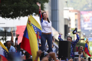 Fotografía de archivo de la líder opositora, María Corina Machado. EFE/ Miguel Gutiérrez